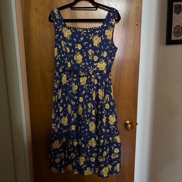 ModCloth x Collectif Retro Twee Floral Sleeveless Midi Swing Dress Size XL - Picture 1 of 10